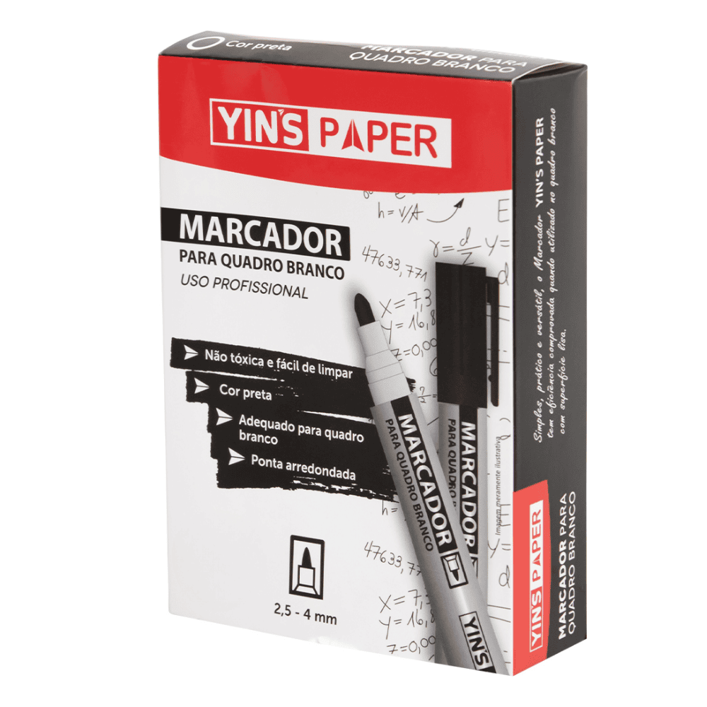 Marcador Para Quadro Branco Preto Yins