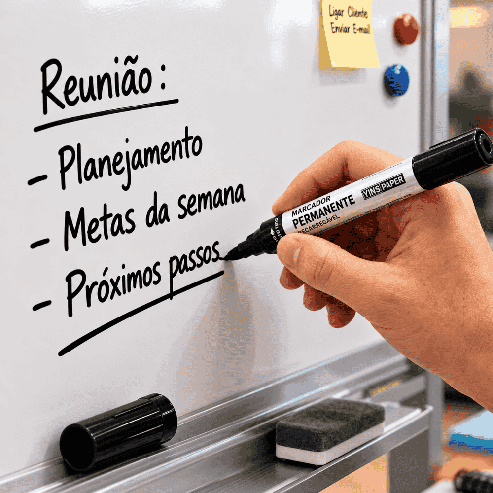 Marcador Permanente Recarregável Preto Yins