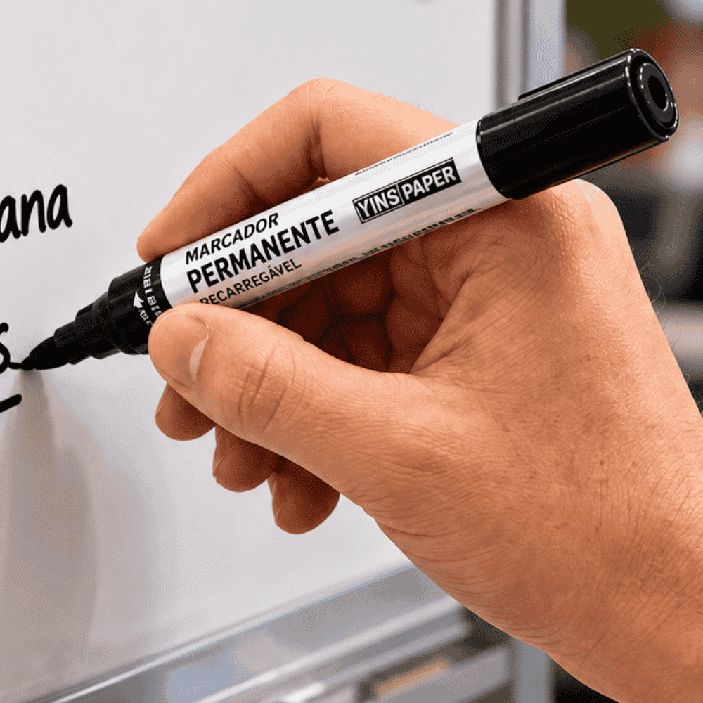 Marcador Permanente Recarregável Preto Yins