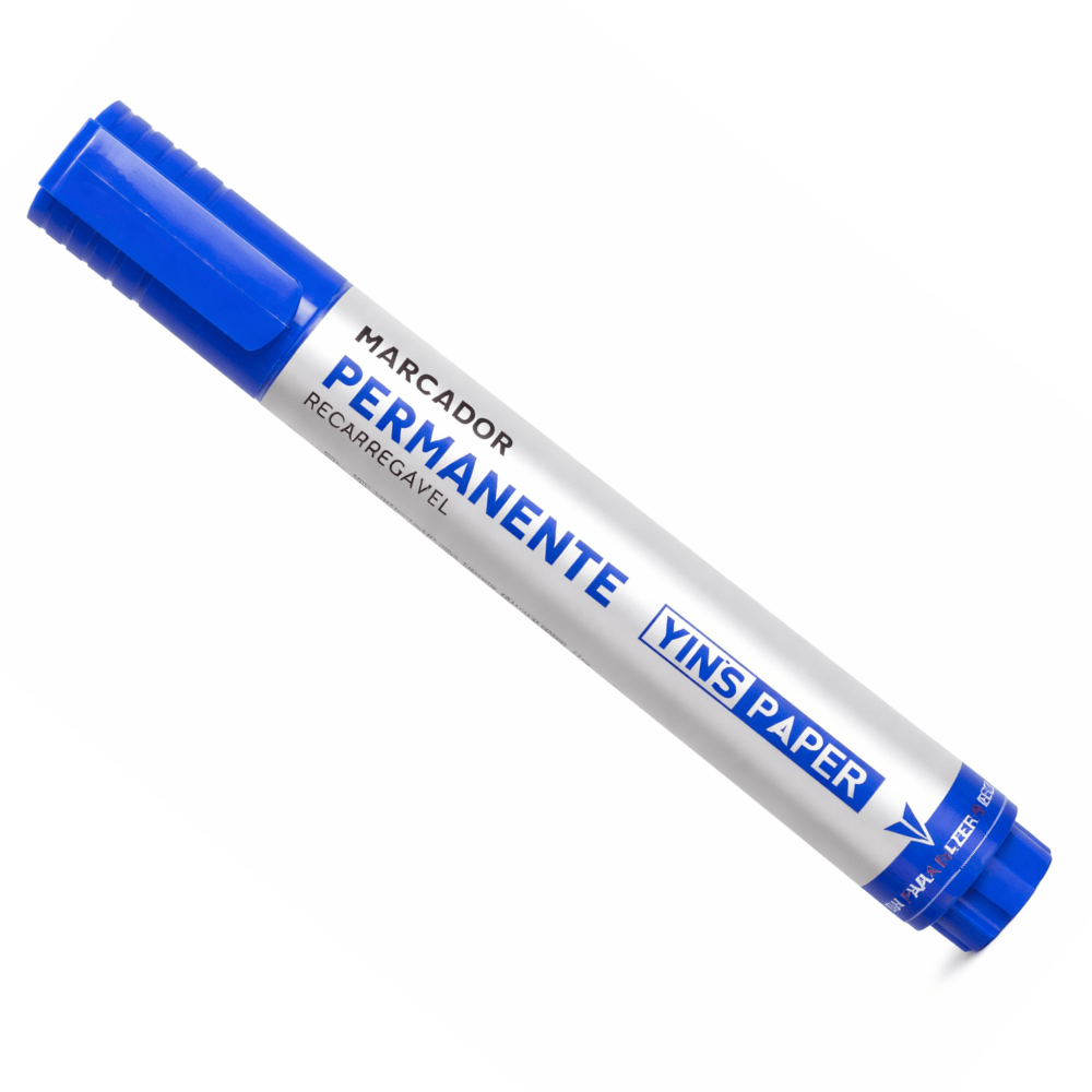 Marcador Permanente Recarregável Azul Yins