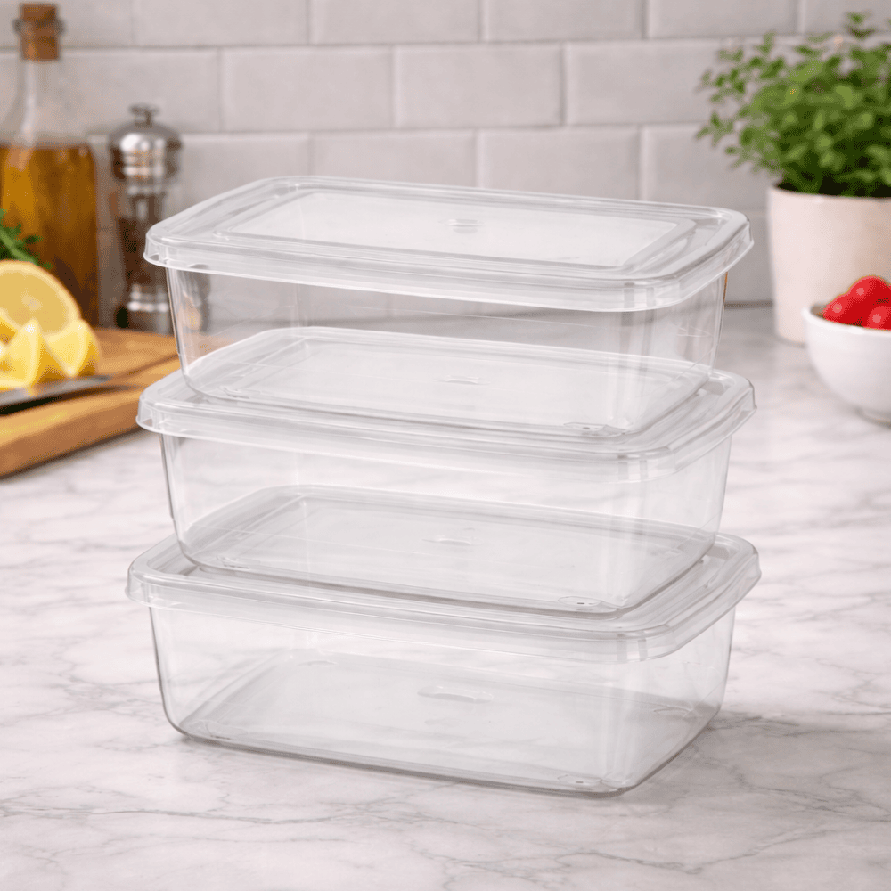 Conjunto Pote Retangular Mini 3 Peças 260Ml Ercaplast