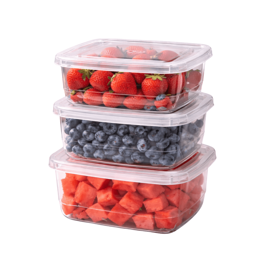 Conjunto Pote Retangular Mini 3 Peças 260Ml Ercaplast