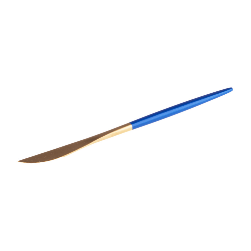 Faca De Mesa Azul E Dourado Inox Chazak