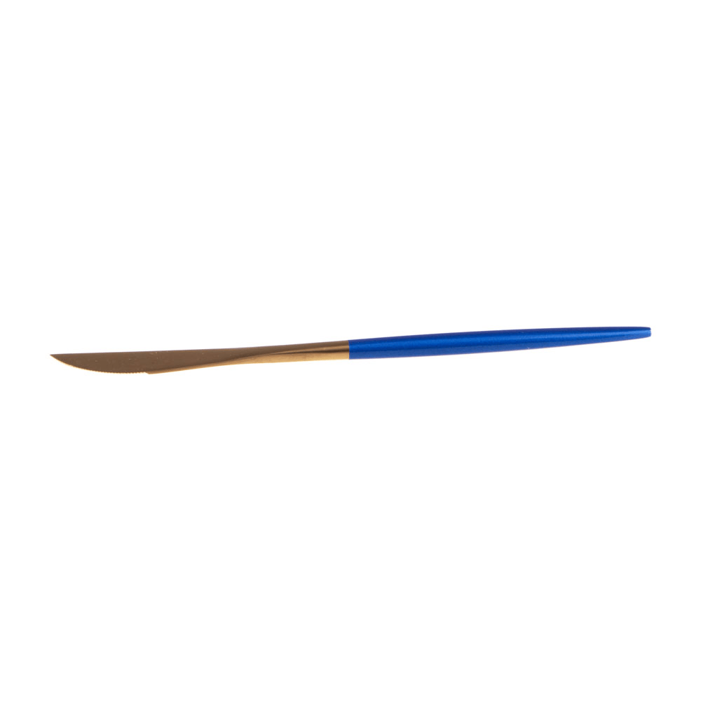 Faca De Mesa Azul E Dourado Inox Chazak