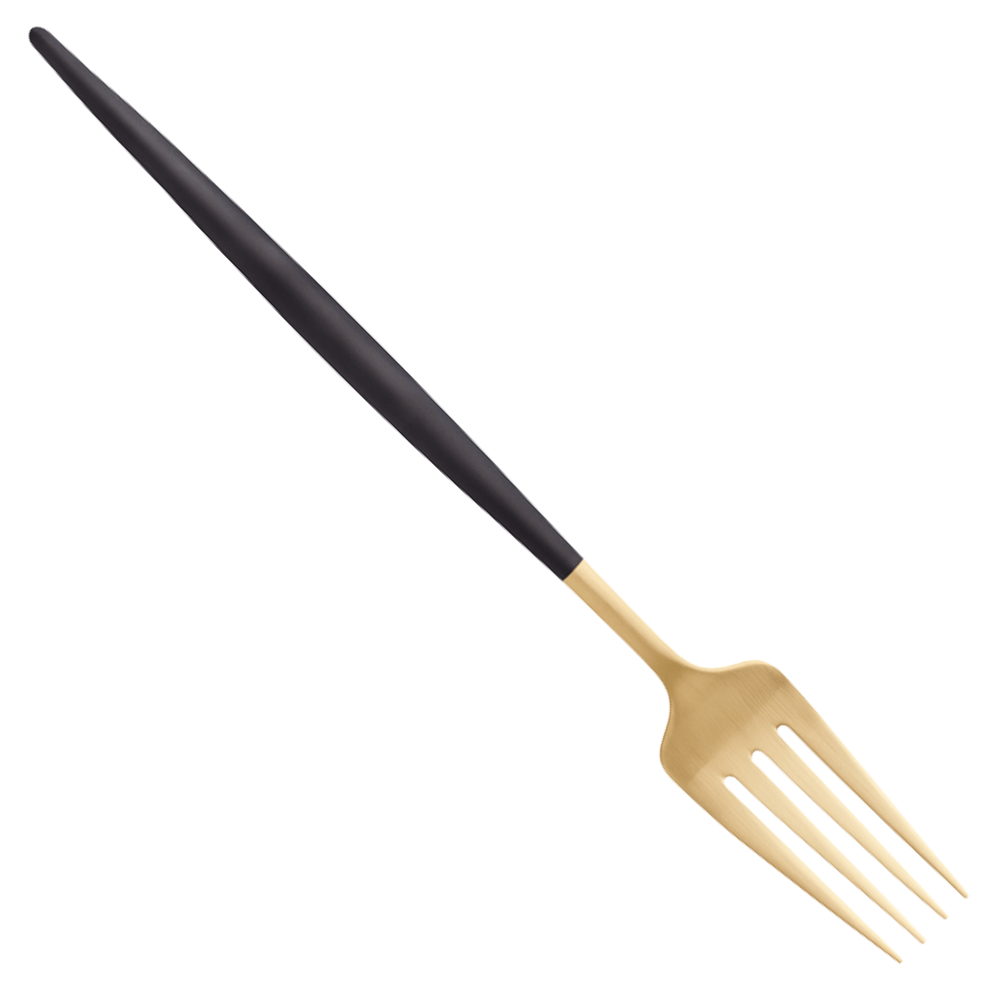 Garfo De Mesa Preto E Dourado Chazak