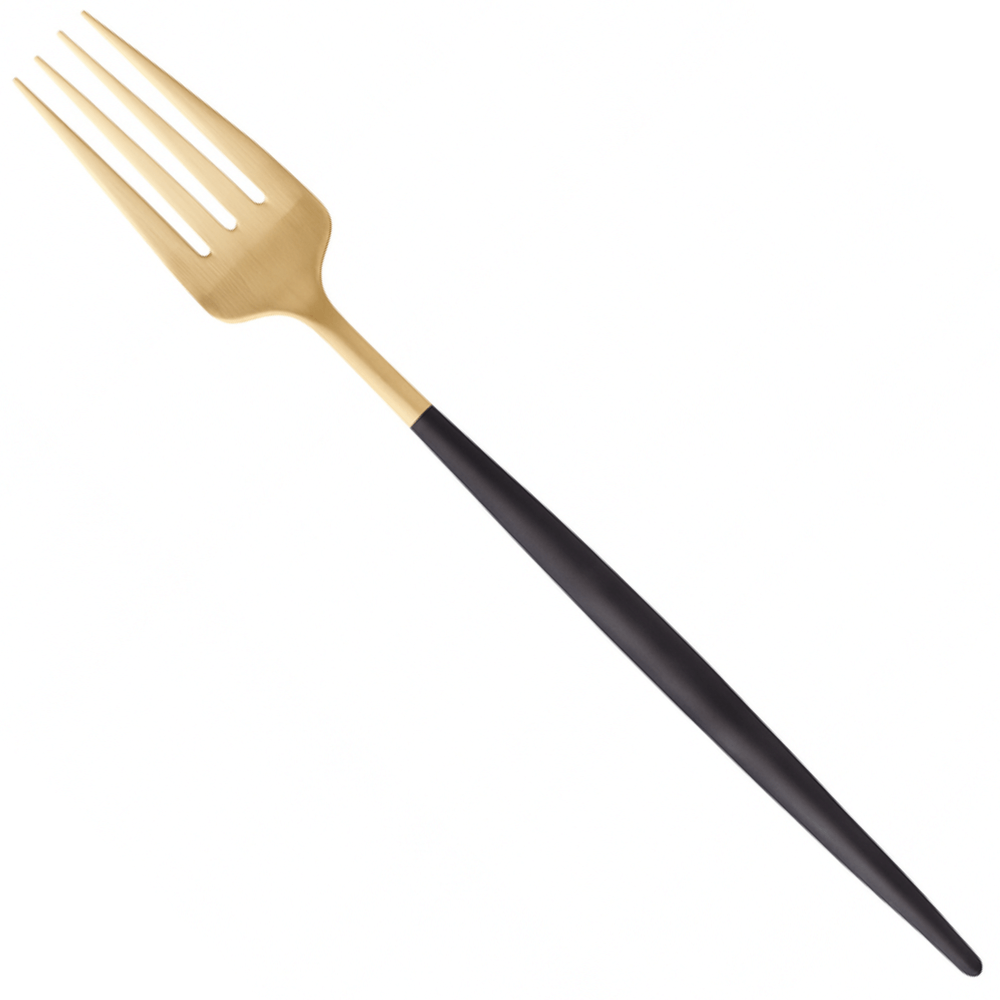 Garfo De Mesa Preto E Dourado Chazak