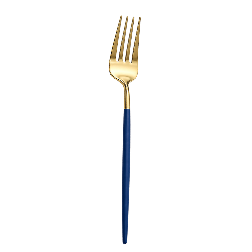 Garfo de Mesa Azul e Dourado Inox Chazak