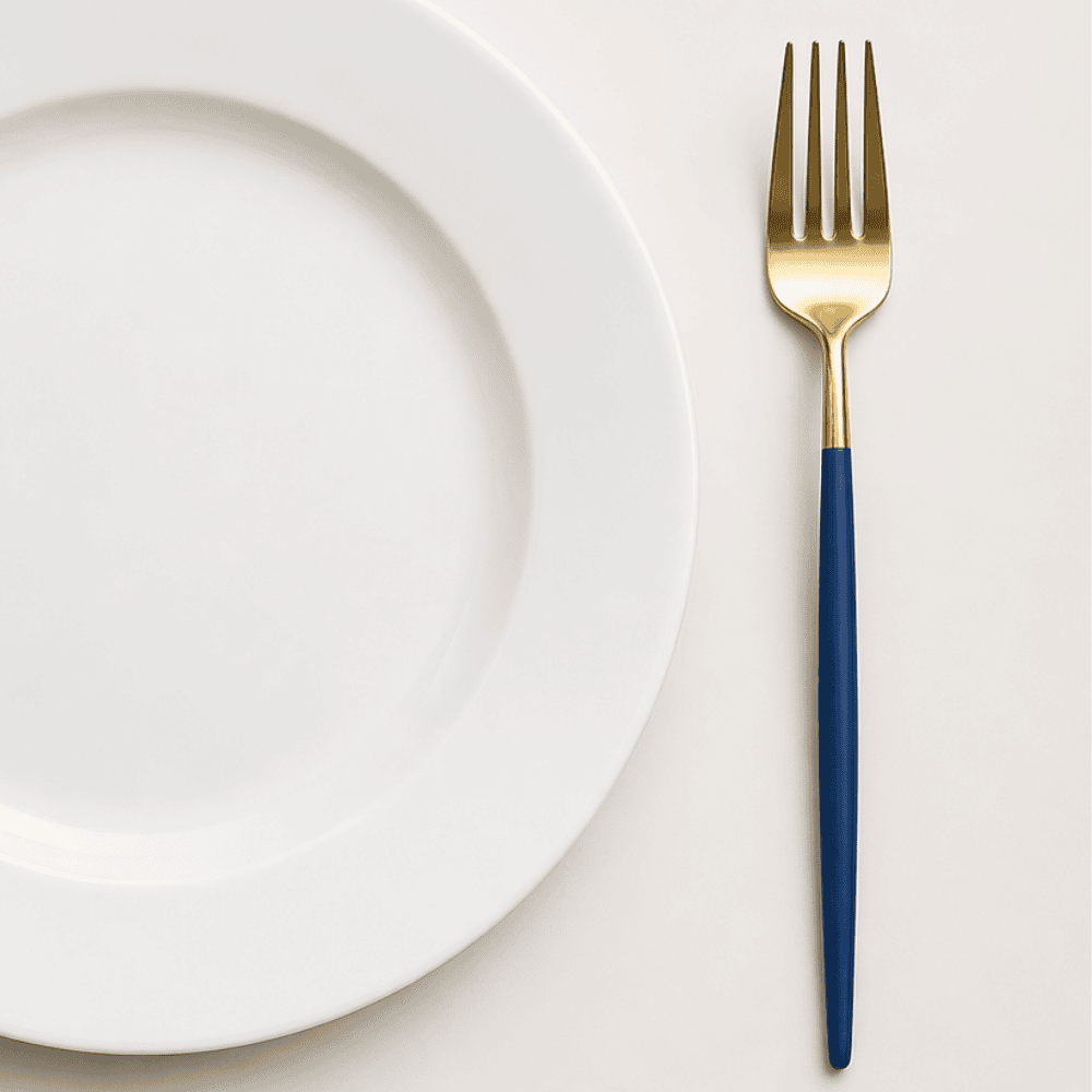 Garfo de Mesa Azul e Dourado Inox Chazak
