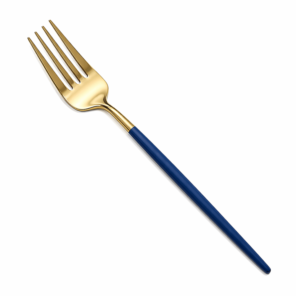 Garfo de Mesa Azul e Dourado Inox Chazak