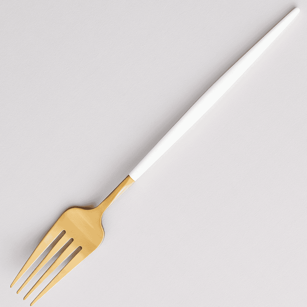 Garfo de Mesa Branco e Dourado Inox Chazak