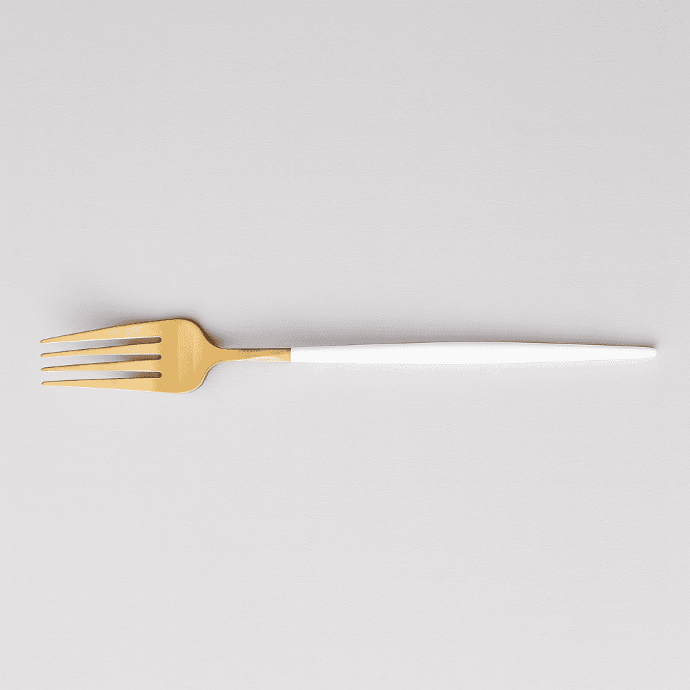 Garfo de Mesa Branco e Dourado Inox Chazak