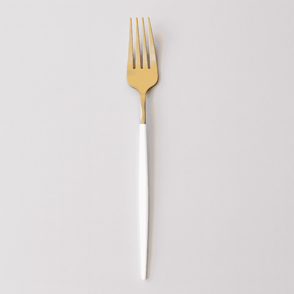 Garfo de Mesa Branco e Dourado Inox Chazak