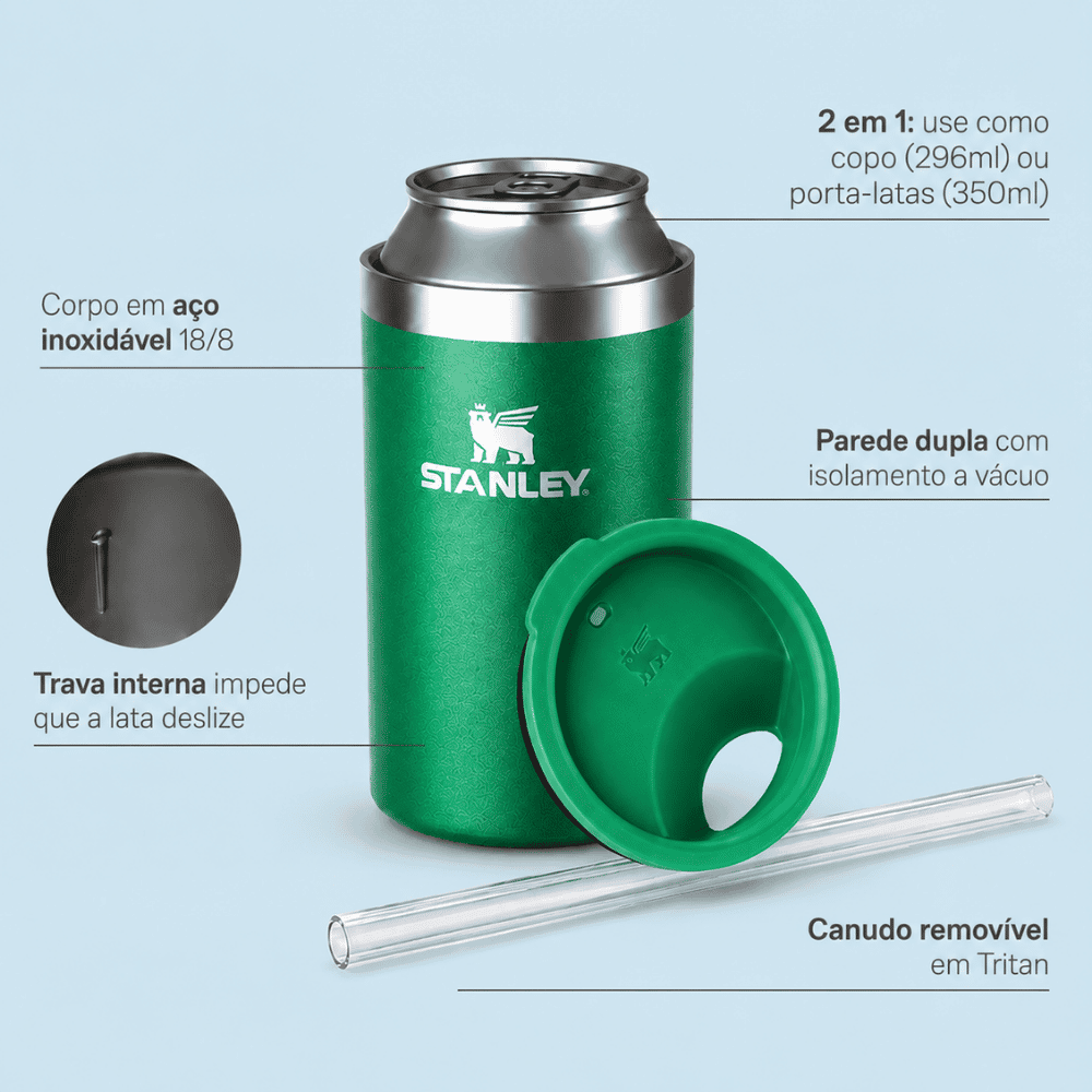 Porta Latas Térmico Stanley Carnaval Verde 295ml