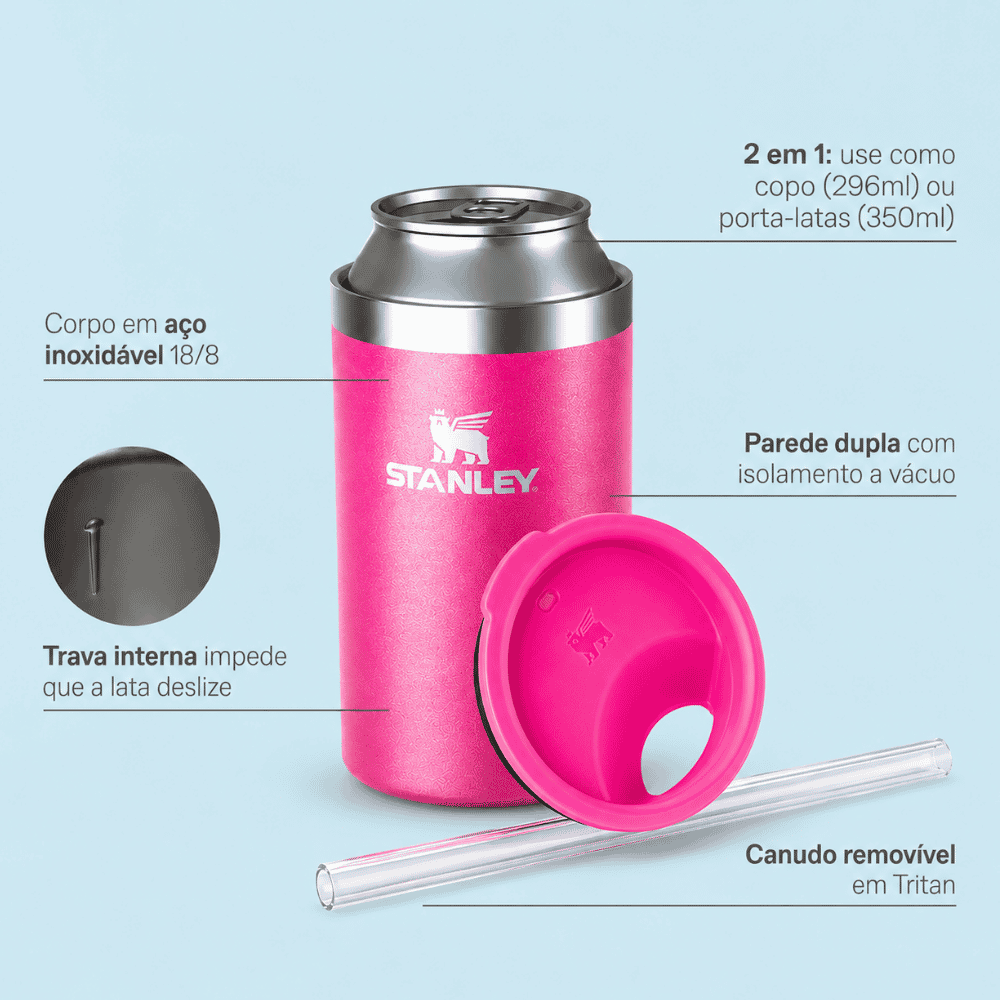 Porta Latas Térmico Stanley Carnaval Rosa 295ml