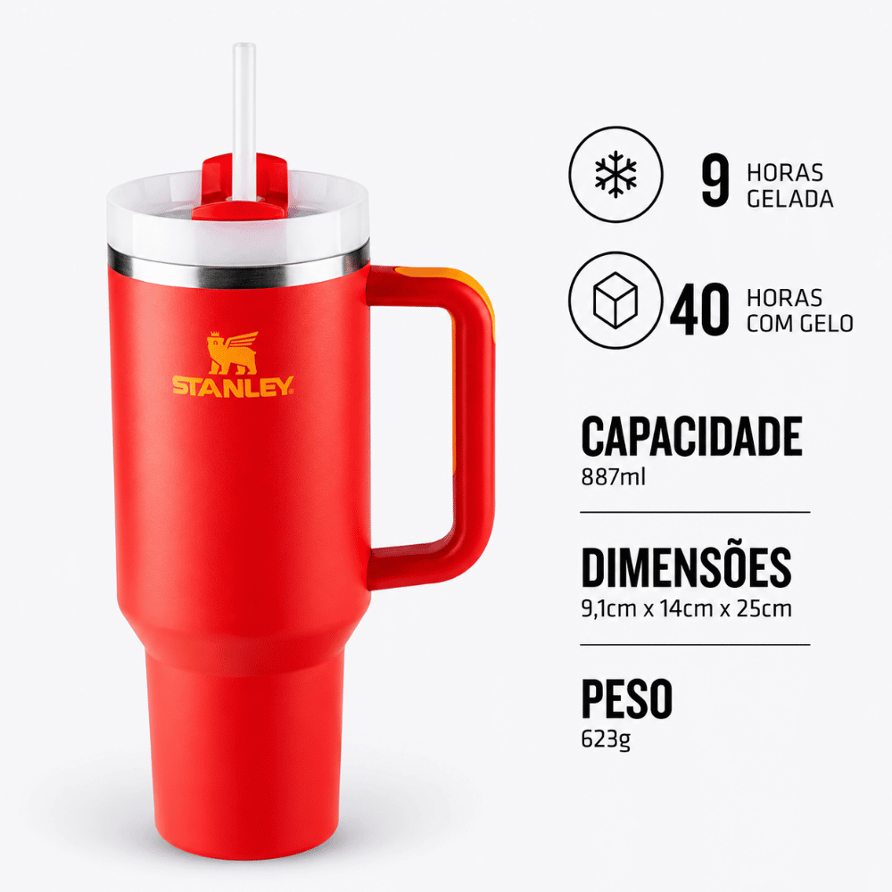 Copo Térmico Stanley Quencher H2.0 Chili 887ml