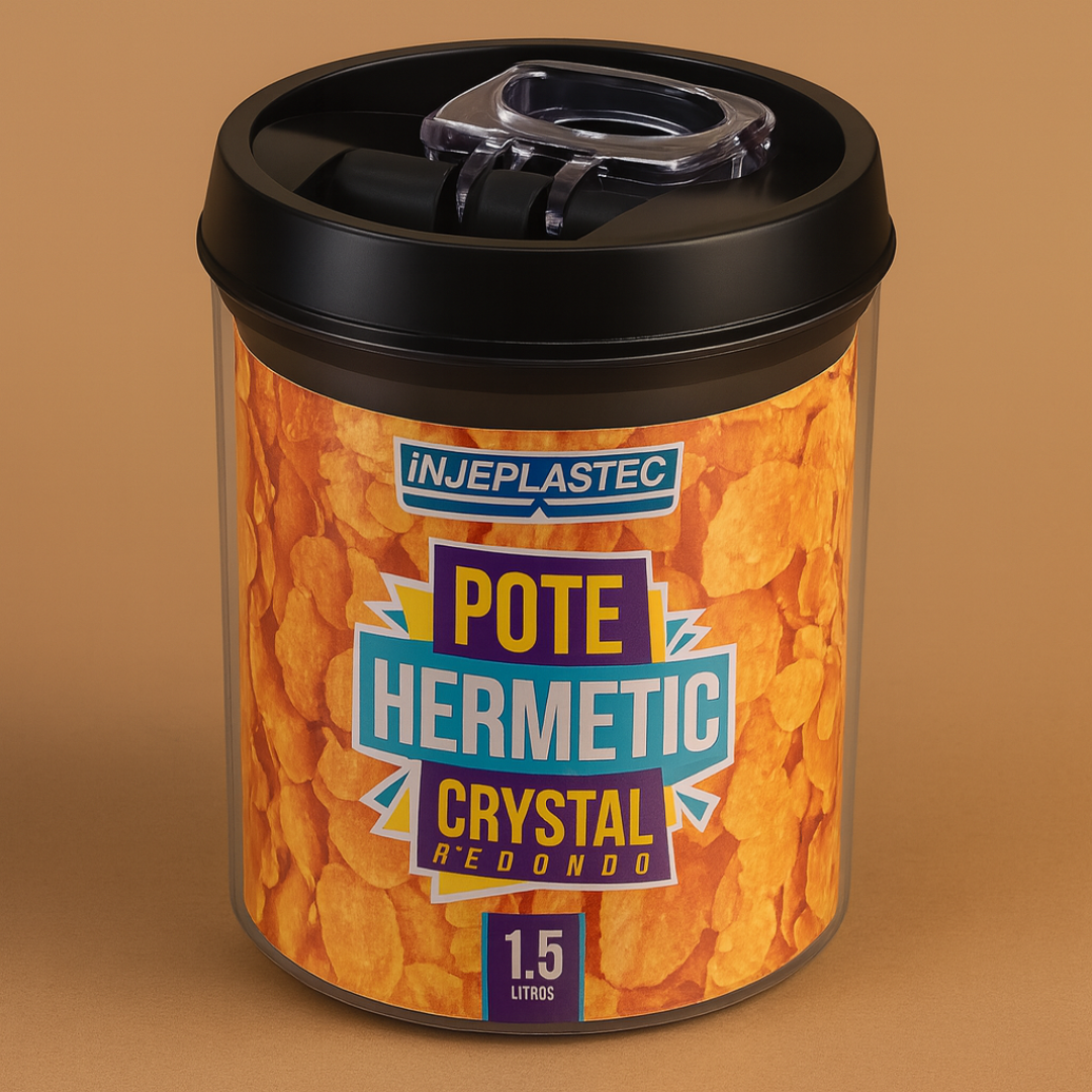 Pote Hermetic Redondo Médio 1,5L Preto