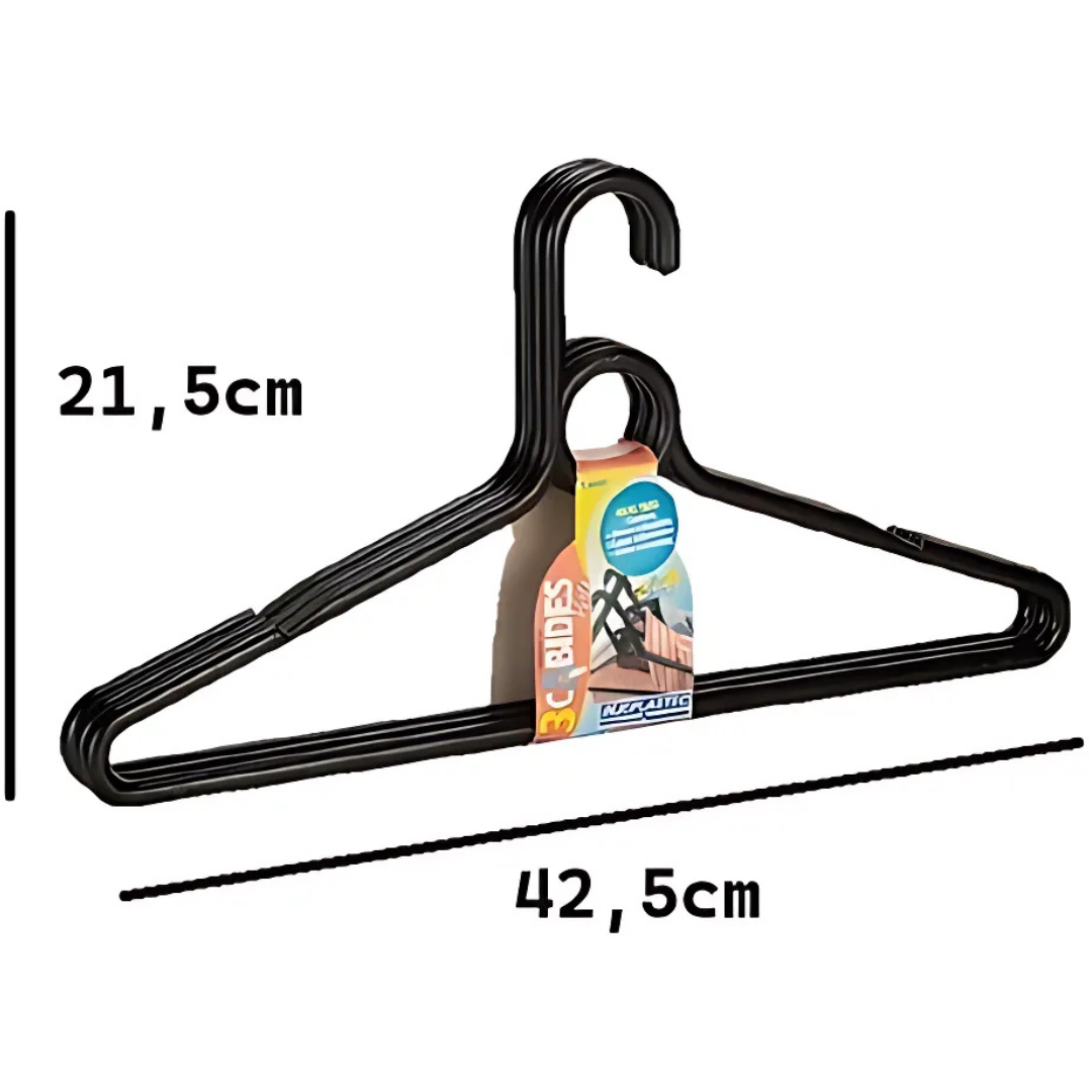 Cabide Black C/3 Pecas Injeplastec