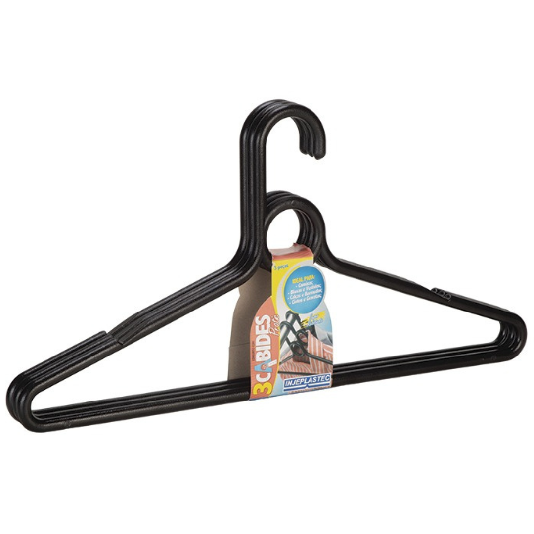 Cabide Black C/3 Pecas Injeplastec