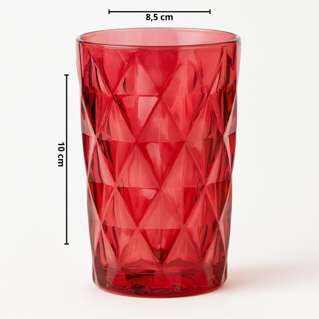 Copo De Vidro Diamond Colorido 320Ml Chazak