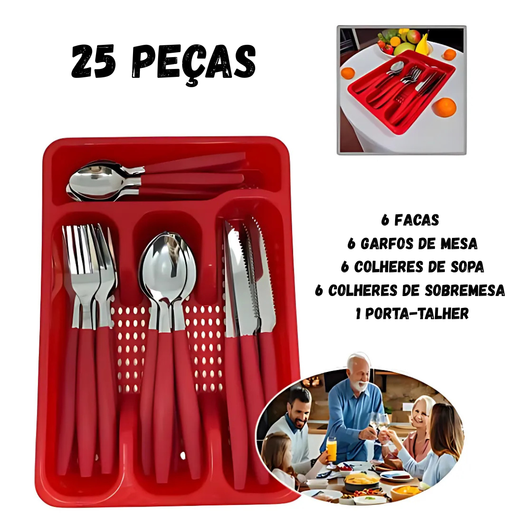 Jogo De Talher Berlim C/Porta Talher 25Pcs Inga