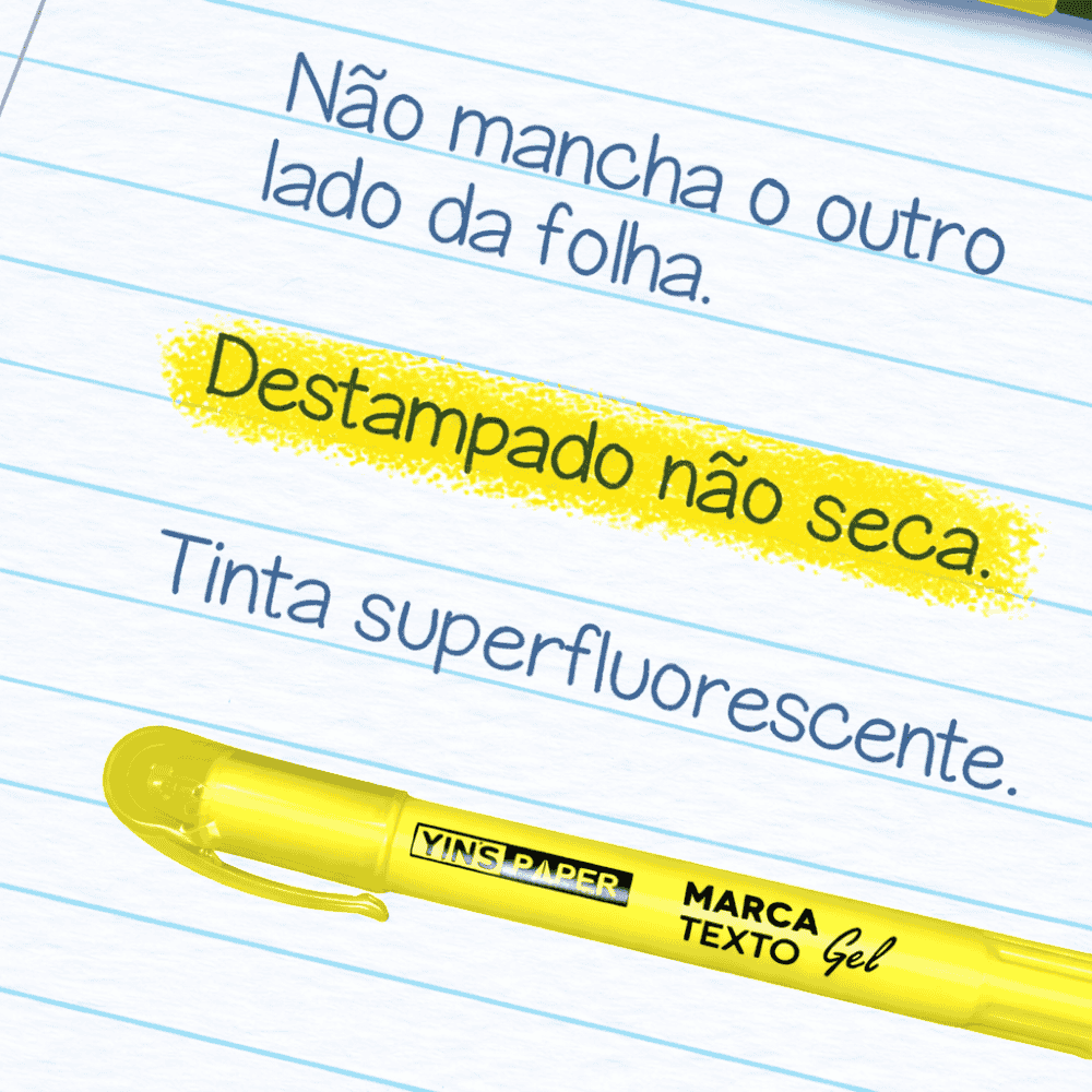 Marca Texto Em Gel Amarelo Yins
