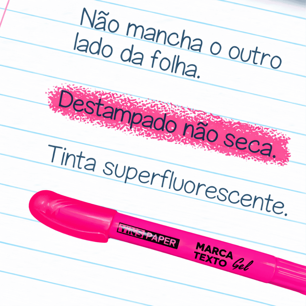 Marca Texto Em Gel Rosa Yins