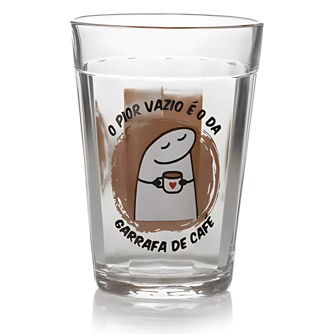 Copo Vidro Mensagens Café 190Ml