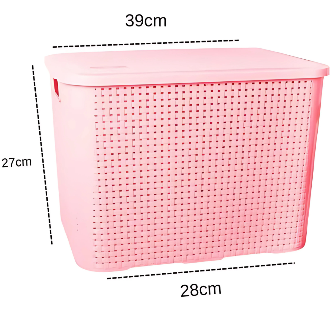 Organizador Ratan Retangular 26Lts Rosa Pratic