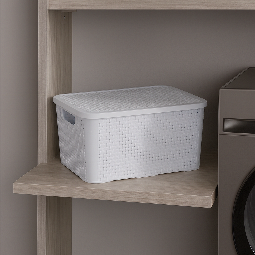 Organizador Ratan Retangular 14Lts Branco Pratic