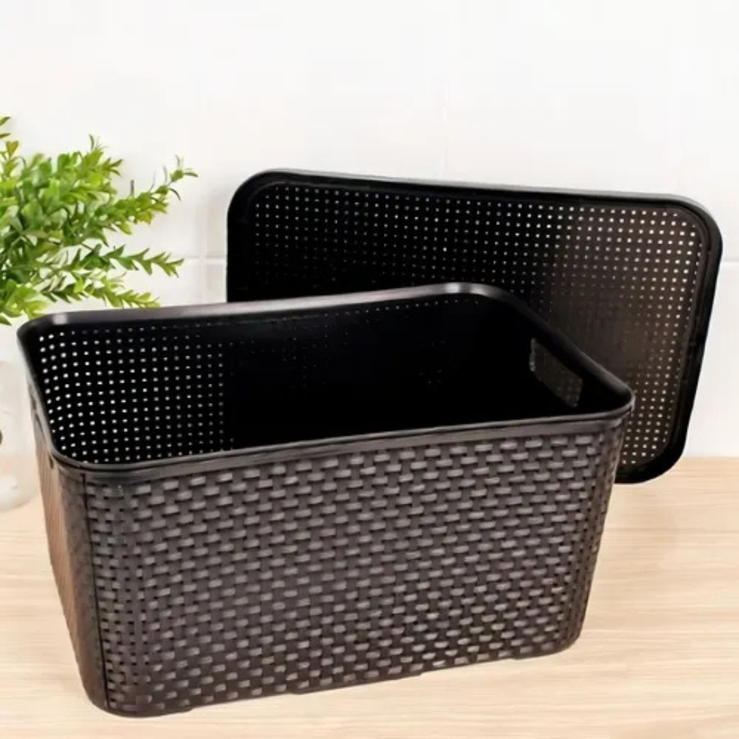 Organizador Ratan Retangular 14L Preto Pratic