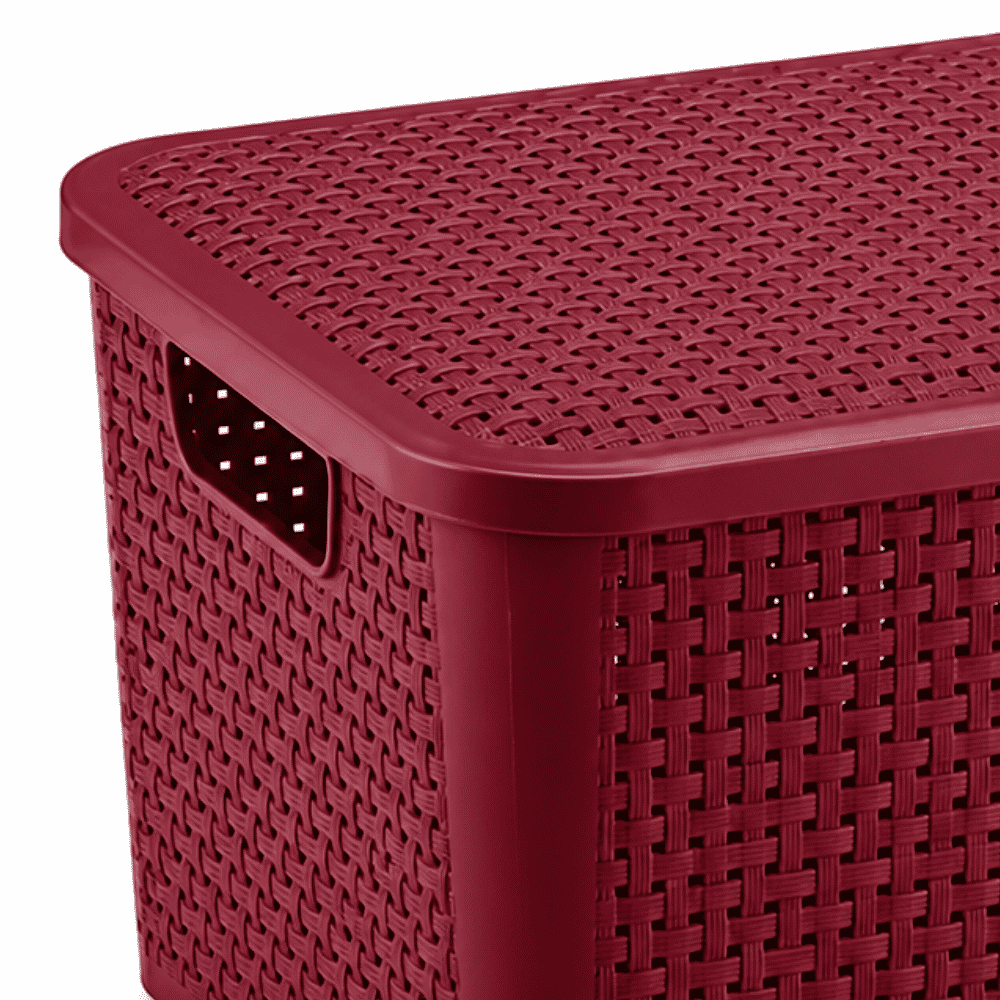 Organizador Rattan Retangular 14L Vermelho Pratic
