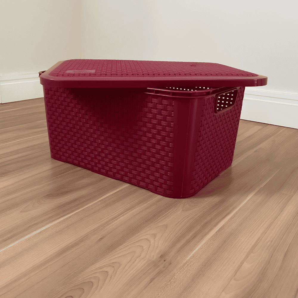 Organizador Rattan Retangular 14L Vermelho Pratic