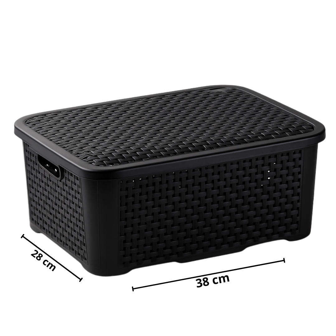 Organizador Rattan Retangular 10 Litros Preto Pratic