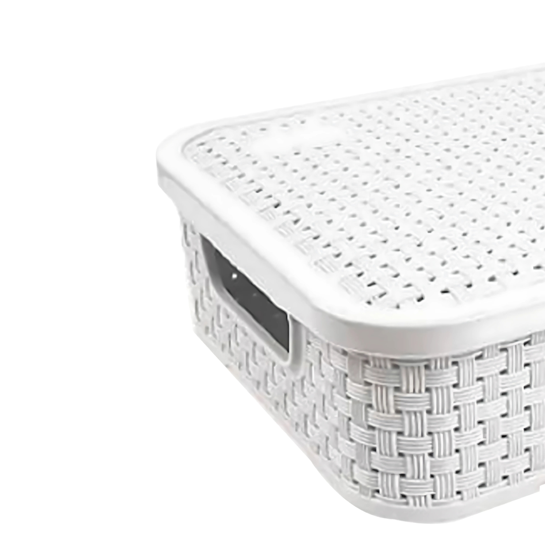 Organizador Ratan Retangular 3Lts Branco Pratic