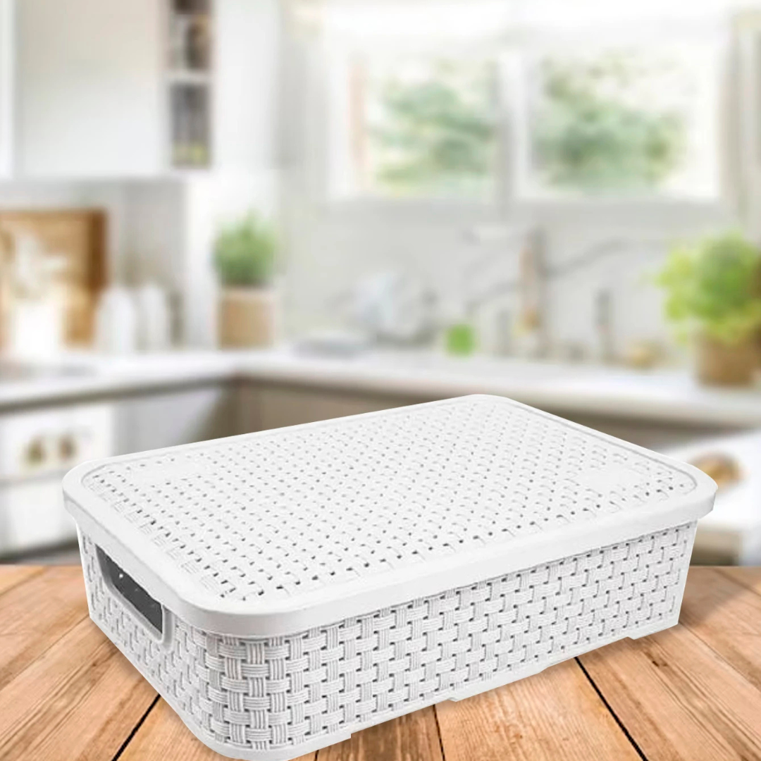 Organizador Ratan Retangular 3Lts Branco Pratic