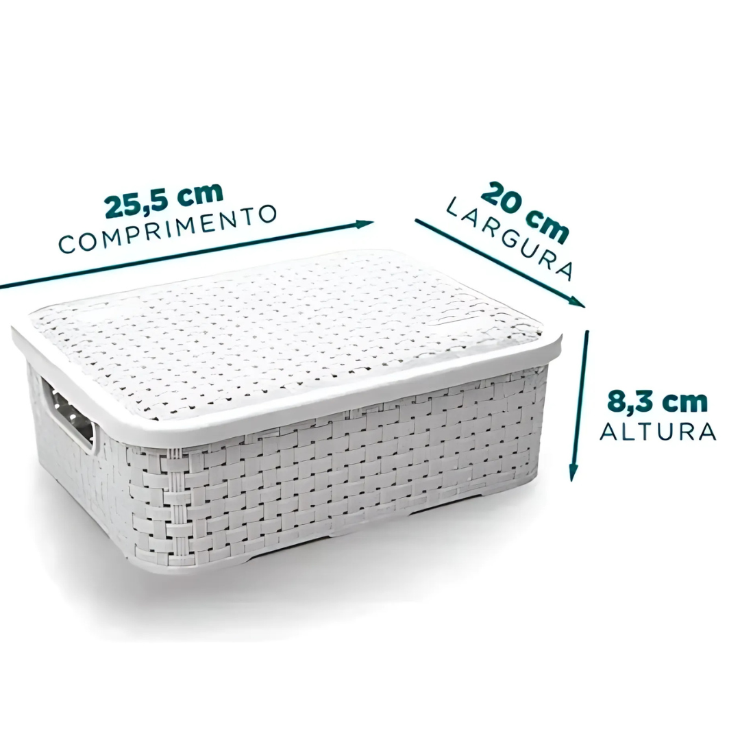Organizador Ratan Retangular 3Lts Branco Pratic