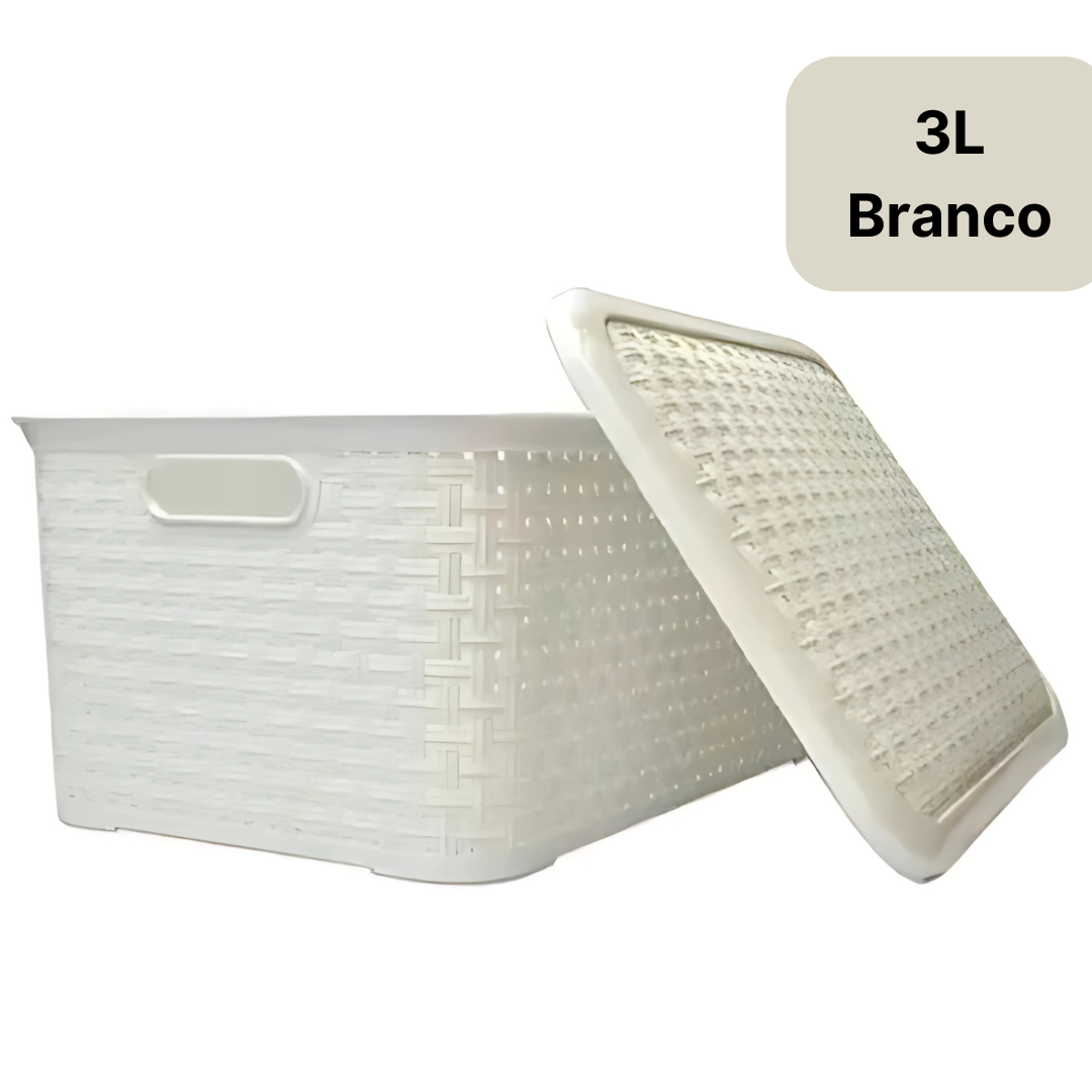 Organizador Ratan Retangular 3Lts Branco Pratic