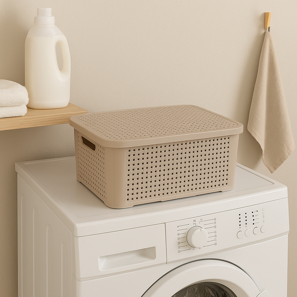 Organizador Ratan Retangular 3Lts Capuccino Pratic