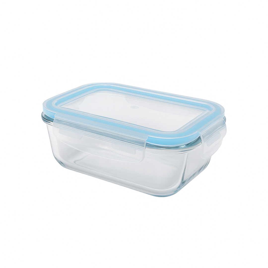 Pote De Vidro Retangular Com Tampa Em Plástico 640Ml Chazak
