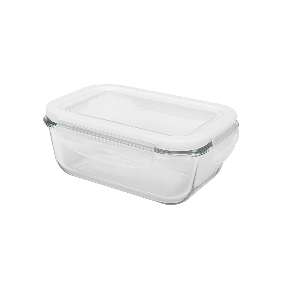 Pote De Vidro Retangular Com Tampa Em Plástico 640Ml Chazak