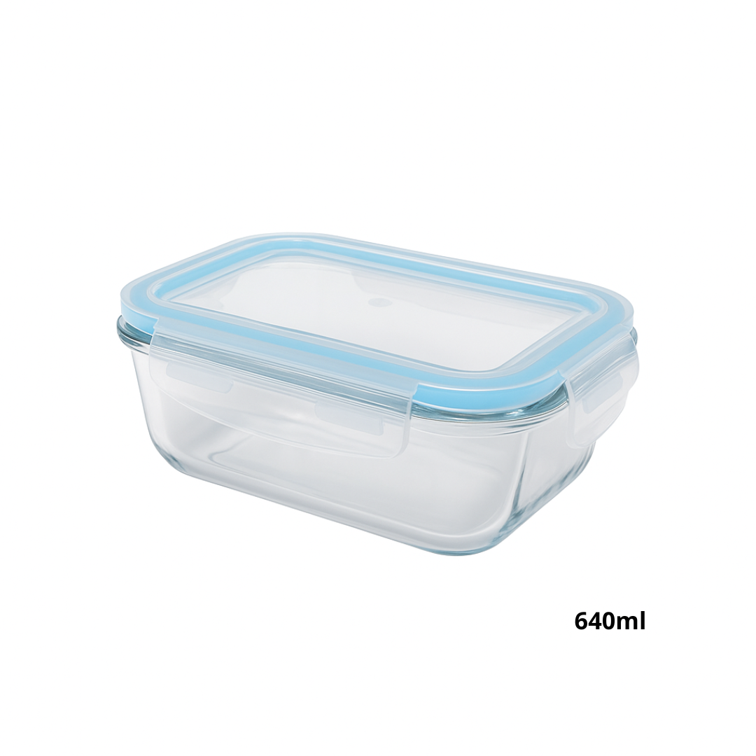 Pote De Vidro Retangular Com Tampa Em Plástico 640Ml Chazak