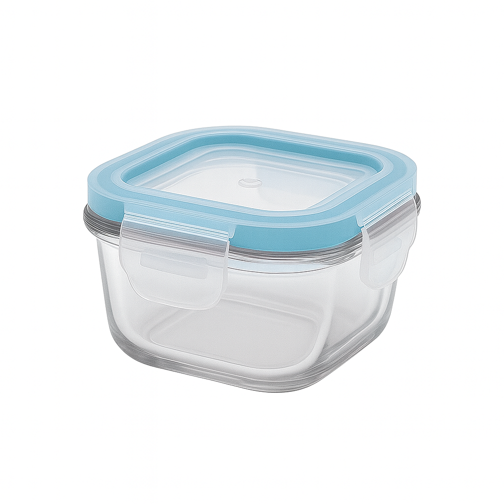 Pote Em Vidro Quadrado Com Tampa Em Plástico 310Ml Chazak