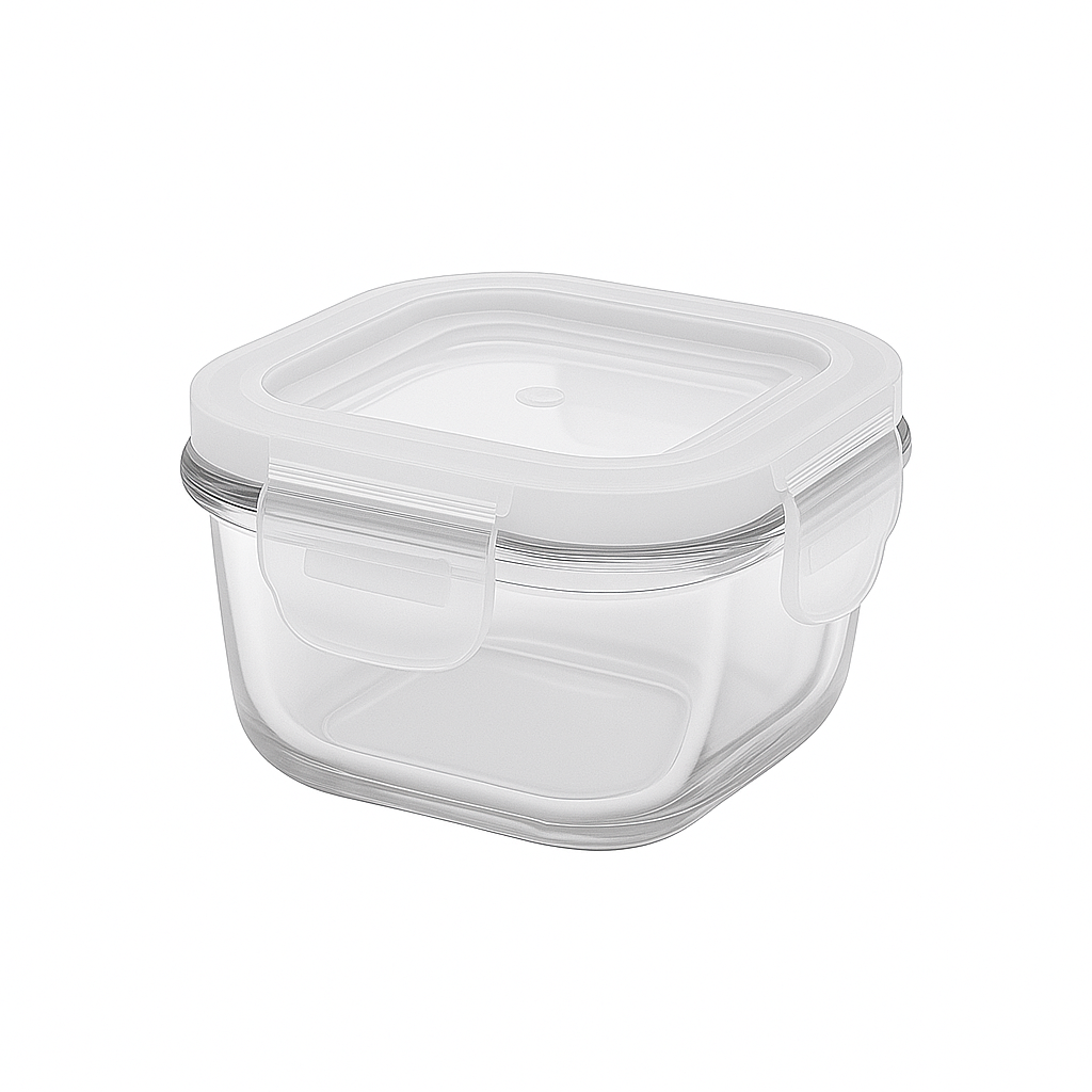 Pote Em Vidro Quadrado Com Tampa Em Plástico 310Ml Chazak