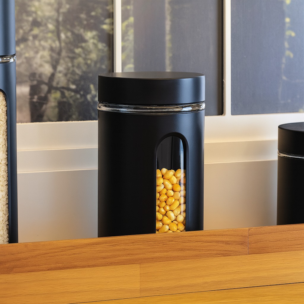 Pote De Vidro E Metal Com Visor 900Ml Coliseu 20878