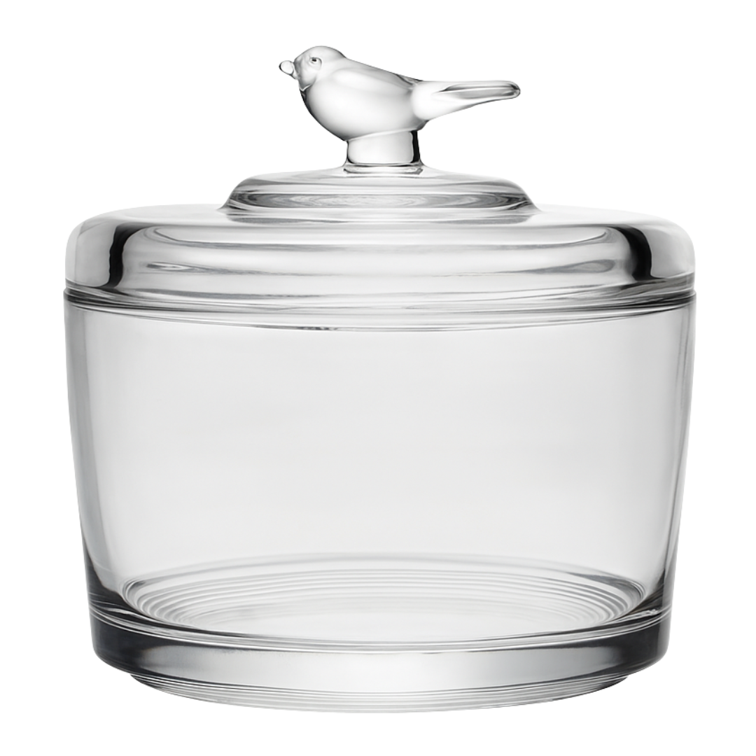 Pote De Cristal Com Tampa Bird Coliseu