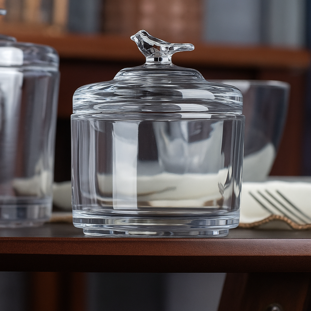 Pote De Cristal Com Tampa Bird Coliseu