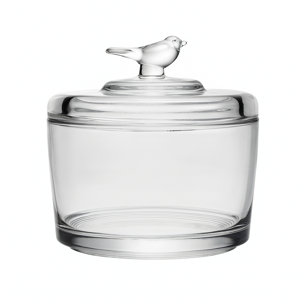 Pote De Cristal Com Tampa Bird Coliseu
