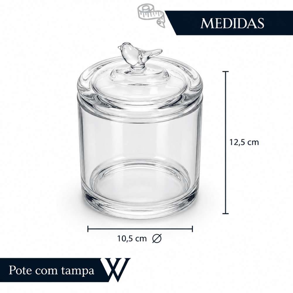 Pote de Cristal com Tampa Bird Coliseu
