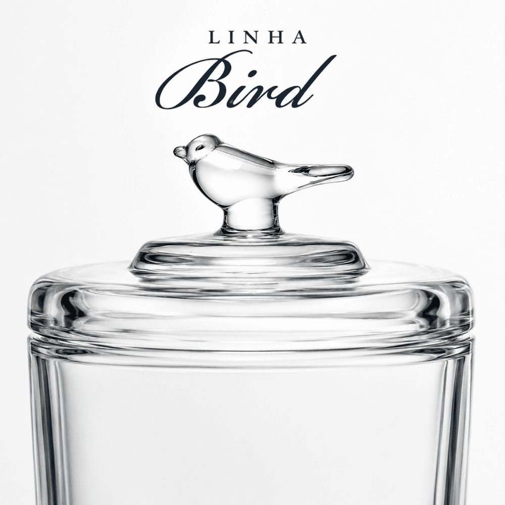 Pote de Cristal com Tampa Bird Coliseu