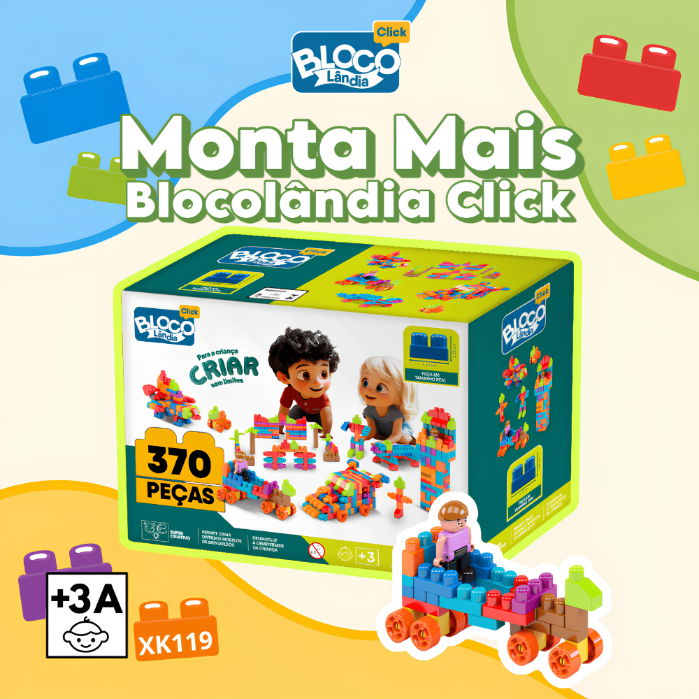 Monta Mais Blocolândia Click 370 Peças Dismat